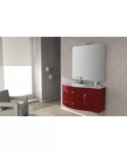 MOBILE BAGNO "BEST" ROSSO CON SPECCHIO E LUCE LED, 104X52X55 CM